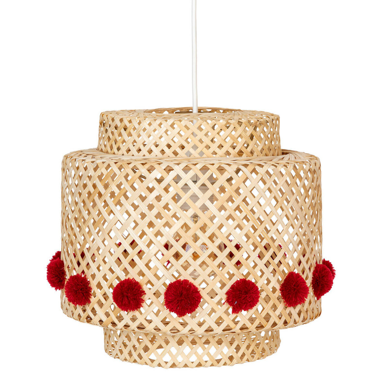 Atmosphera for kids Závěsná lampa LIBY BAMB s prolamovaným stínidlem z bambusu, Ø 40 cm hnědá