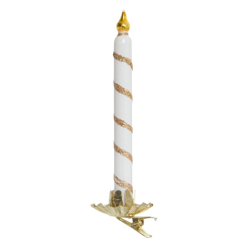 Atmosphera Skleněná vánoční ozdob, svíčka, 15 cm bílá