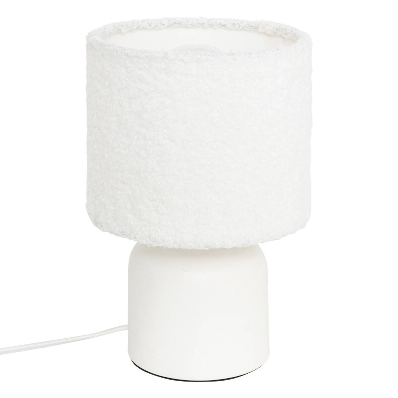 Atmosphera Keramická stolní lampa BONA s bouclé stínidlem, Ø 14 cm bílá