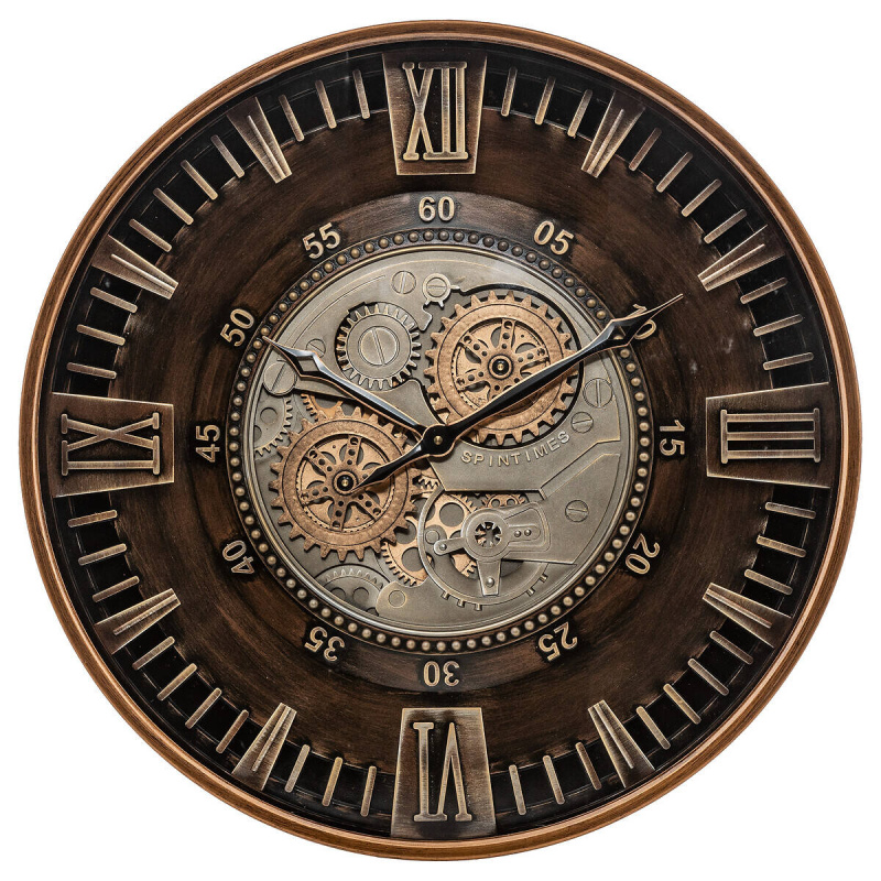 Atmosphera Hodiny v retro stylu s viditelným mechanismem YONI, Ø 59 cm hnědá