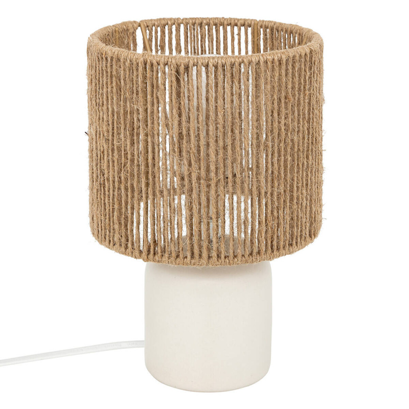 Atmosphera Keramická stolní lampa KOBY s pleteným stínidlem, 24 cm hnědá