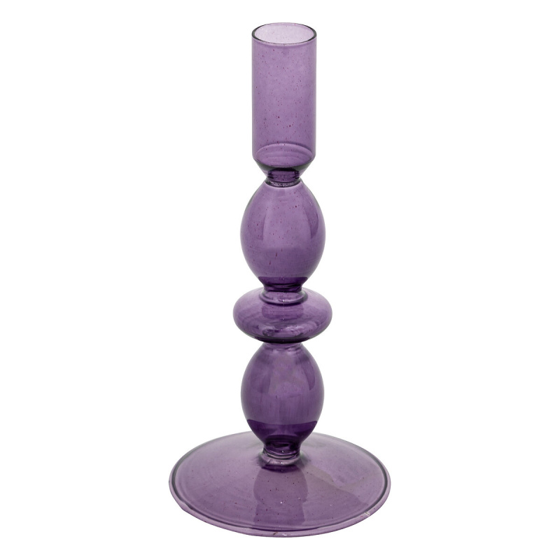 Atmosphera Skleněný purpurový svícen CRISTAL, 19,5 cm fialový