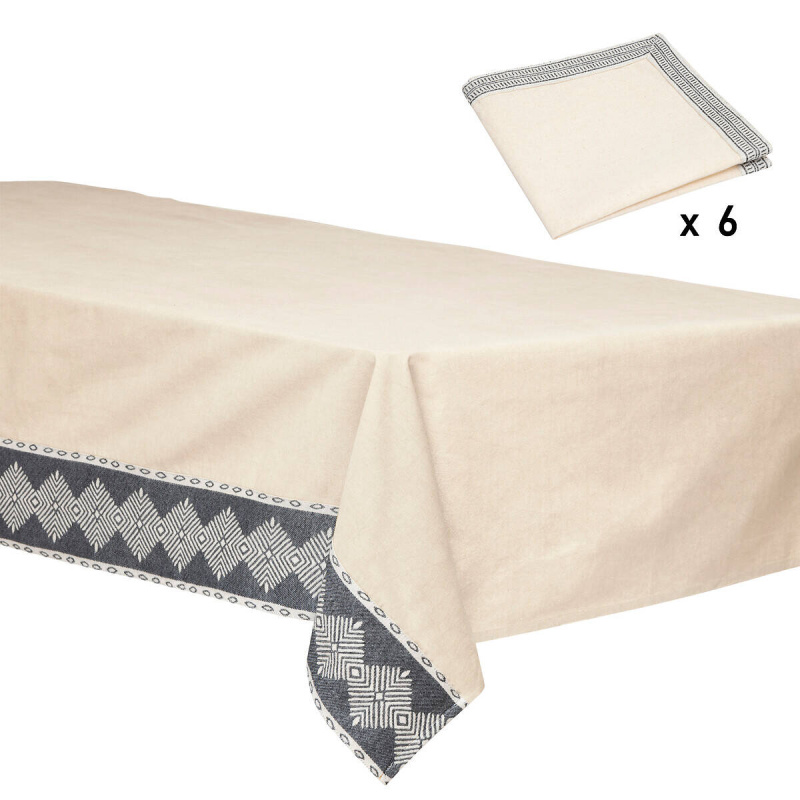 Atmosphera Bavlněný ubrus na obdélníkový stůl 150 x 250 cm DEAMS s 6 ubrousky béžová
