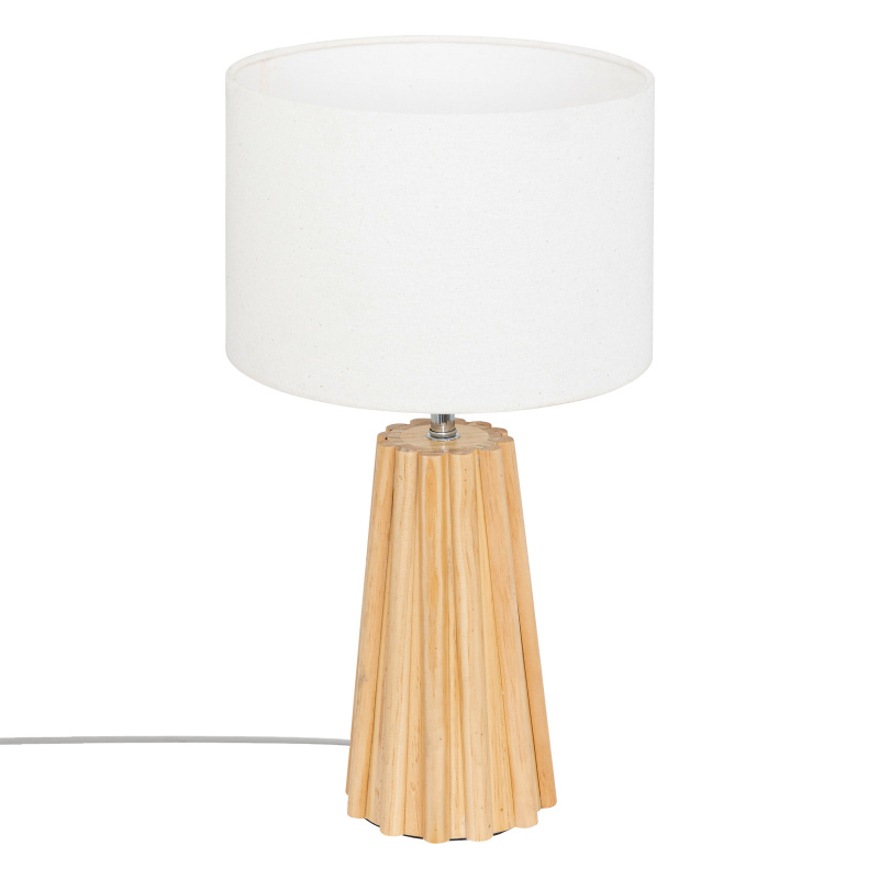 Atmosphera Stolní lampa na noční stolek ADONA s dřevěnou nohou, výška 53 cm bílý
