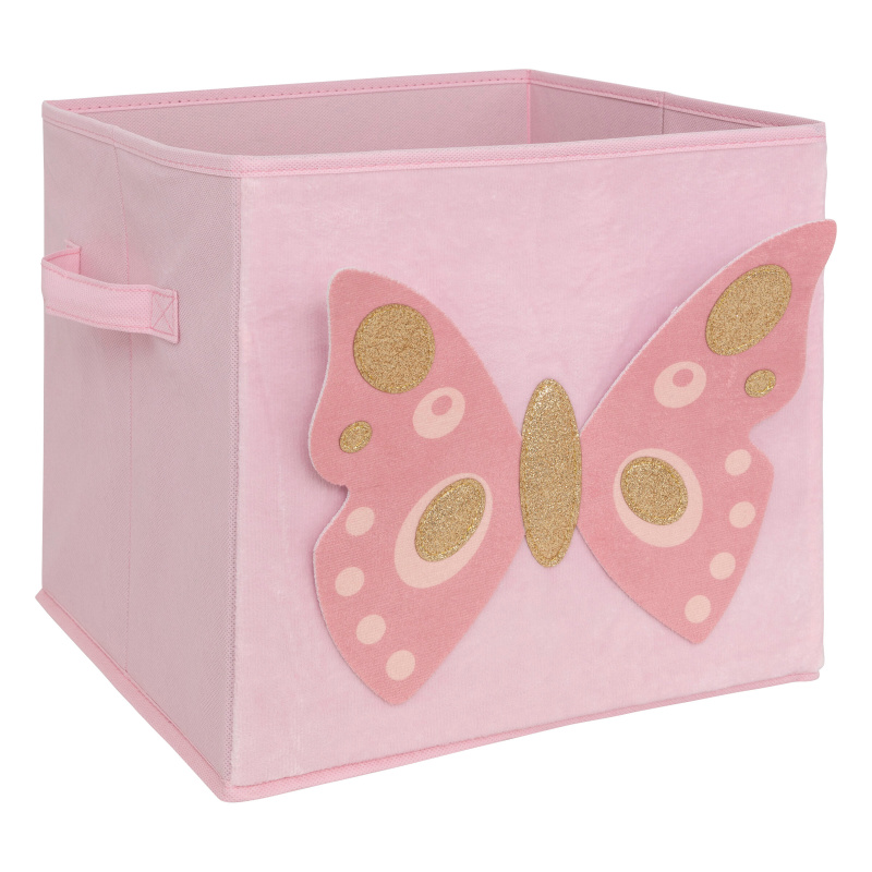 Atmosphera for kids Box na hračky s motýlkem STAY, 29 x 29 cm růžový
