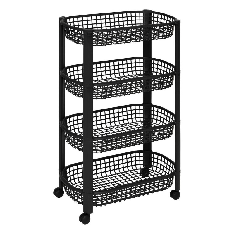 5five Simply Smart Kuchyňský vozík na kolečkách BASKET, plastový, 46,5 x 25,5 x 79 cm černá