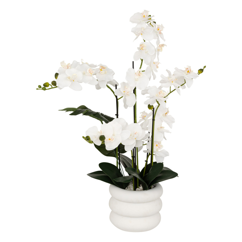 Atmosphera Umělá orchidej MICK v keramickém květináči, 80 cm bílý