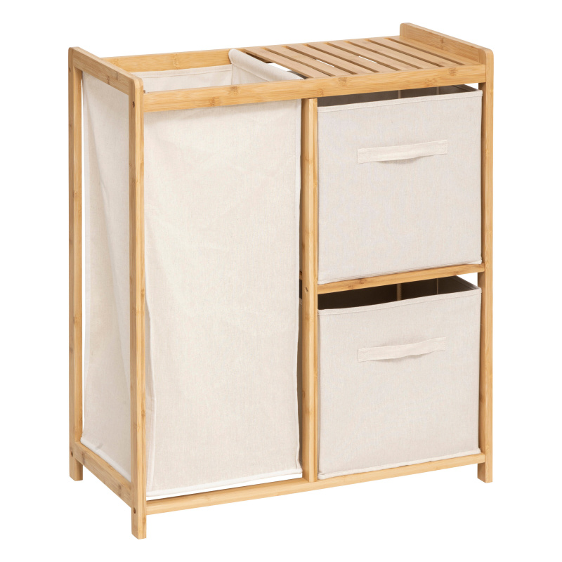 5five Simply Smart Bambusový regál s košem na prádlo TIDY BOX a úložnými boxy, 66 x 33,3 x 78,5 cm béžová