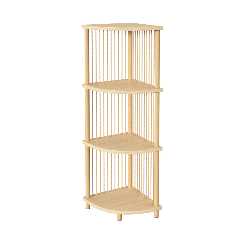 5five Simply Smart Rohová otevřená knihovna KORD, 4patrová, 34 × 34 × 110 cm hnědý