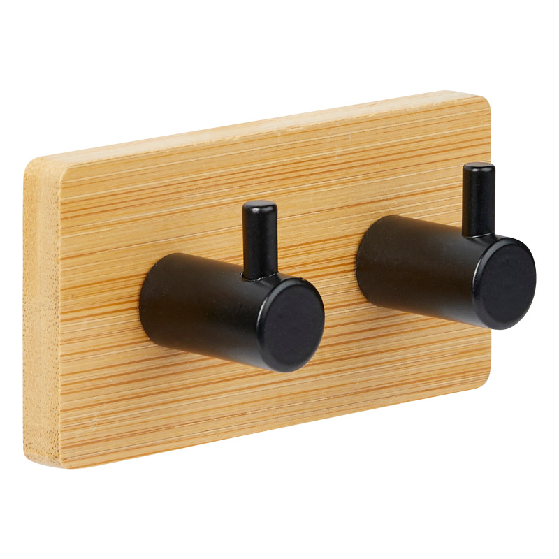 5five Simply Smart Samolepicí háček STIKY, 2 háčky, 9 x 4,5 cm černá