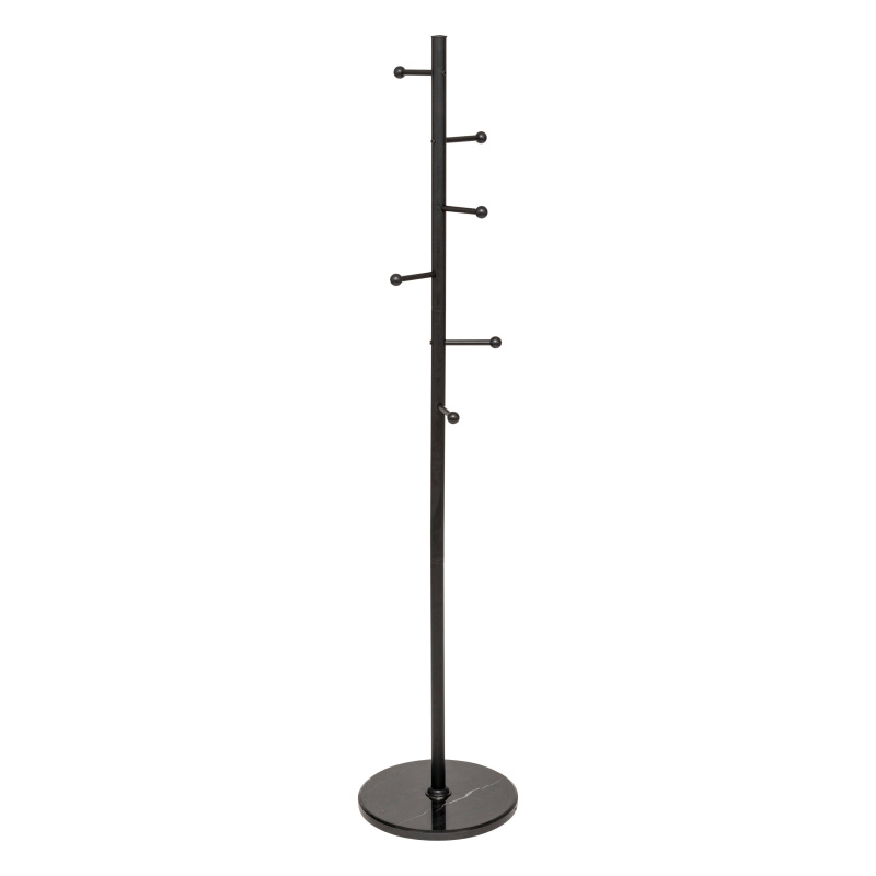 5five Simply Smart Věšák na kabáty BLACKMARBLE s 6 kovovými háčky, 173 cm černá
