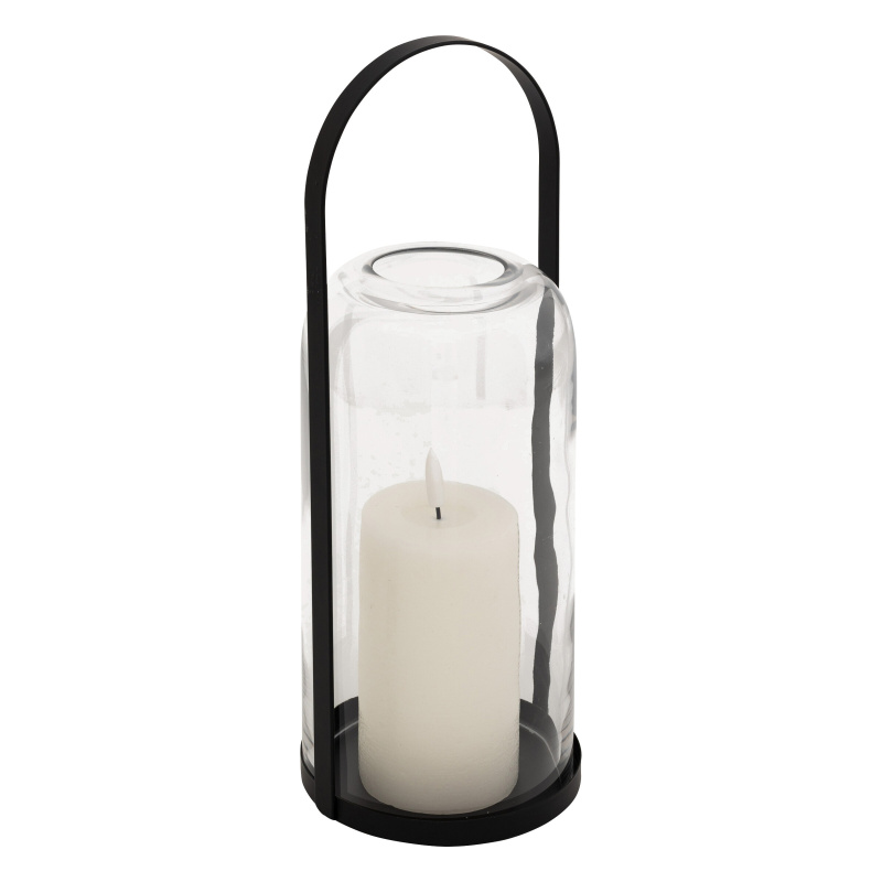 Atmosphera Lucerna LED JAKO sklo a kov, 35 cm černá