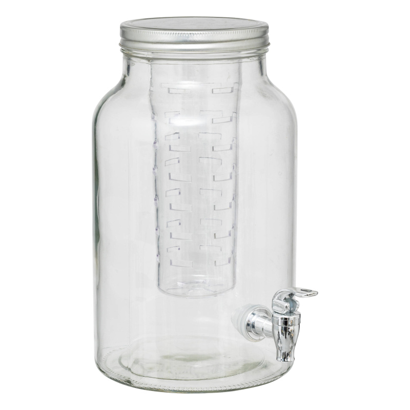 Secret de Gourmet Skleněný dávkovač nápojů s kohoutkem a vložkou na ovoce FUZY, 6 l transparentní