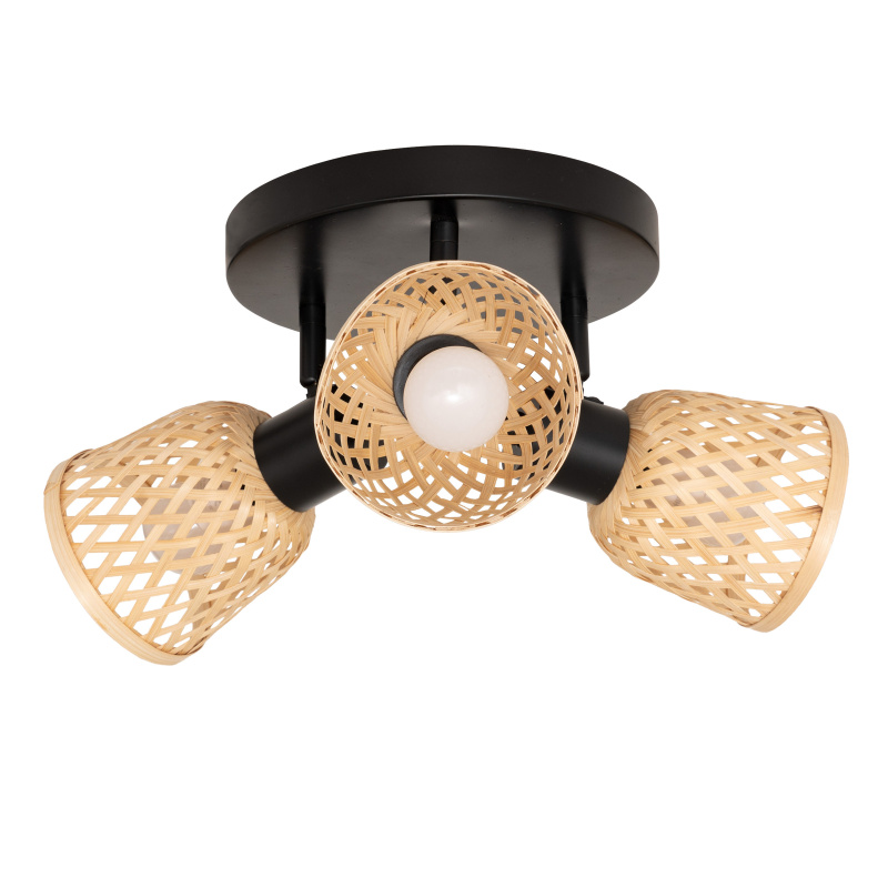 Atmosphera Stropní lampy LIO 3 stínidla z pleteného bambusu, 3 x Ø 25 cm hnědý