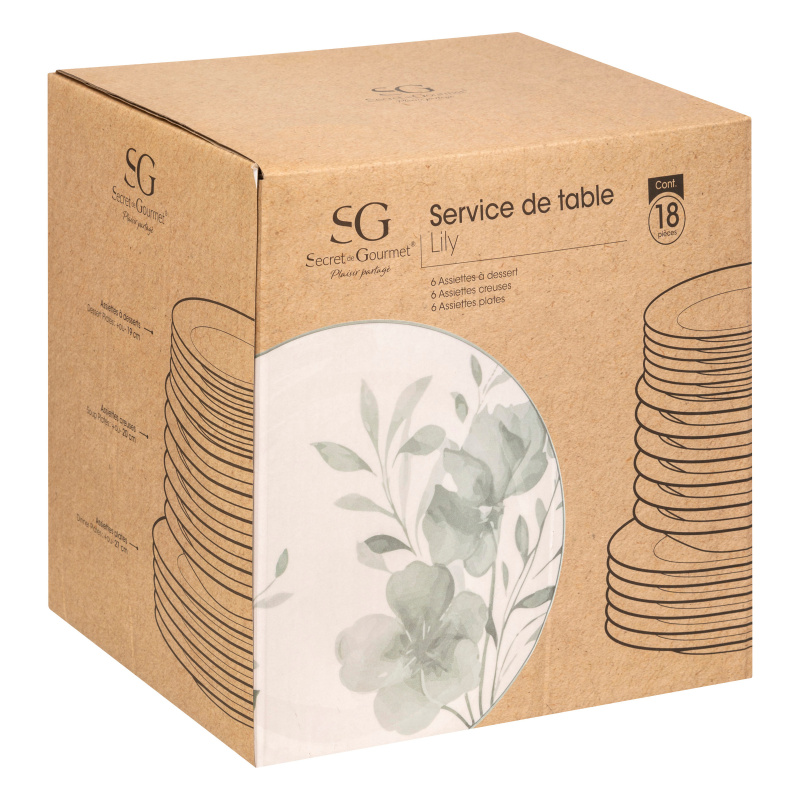 Secret de Gourmet Porcelánová jídelní sada LILY pro 6 osob, 18 dílů vícebarevný