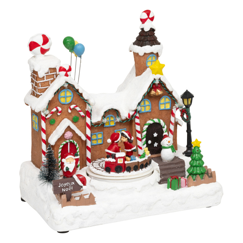 Fééric Lights and Christmas Vánoční scéna, továrna na dárky, pohyblivá se zvukem, 23,2 x 24,5 cm vícebarevný