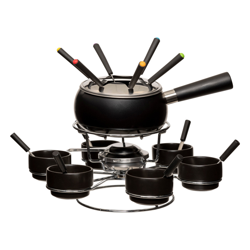 5five Simply Smart Otočná sada na fondue pro 6 osob, keramická černá