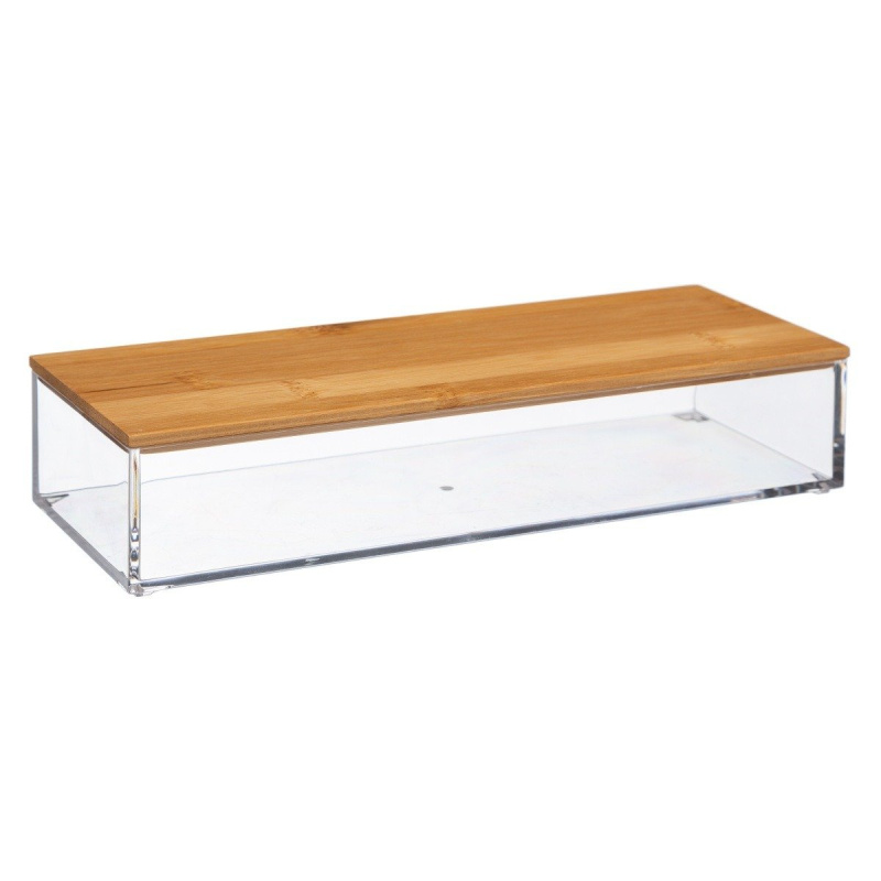 5five Simply Smart Koupelnový organizér s bambusovým víkem, 25,5 x 9,6 x 5,5 cm hnědý