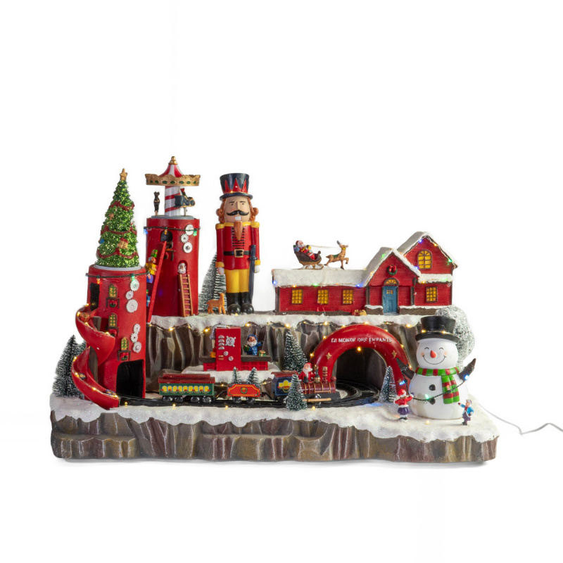 Fééric Lights and Christmas Vánoční vesnička, Vánoční scéna s továrnou hraček vícebarevná