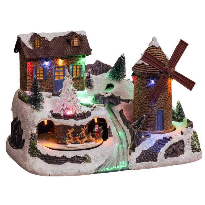Fééric Lights and Christmas Vánoční betlém větrný mlýn s LED osvětlením vícebarevná