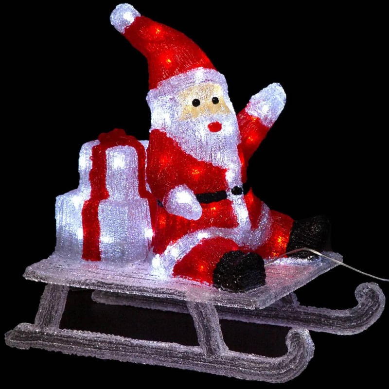 Fééric Lights and Christmas Mikuláš na saních s LED osvětlením, venkovní dekorace, 60 LED, 49 x 25 x 48 cm vícebarevný