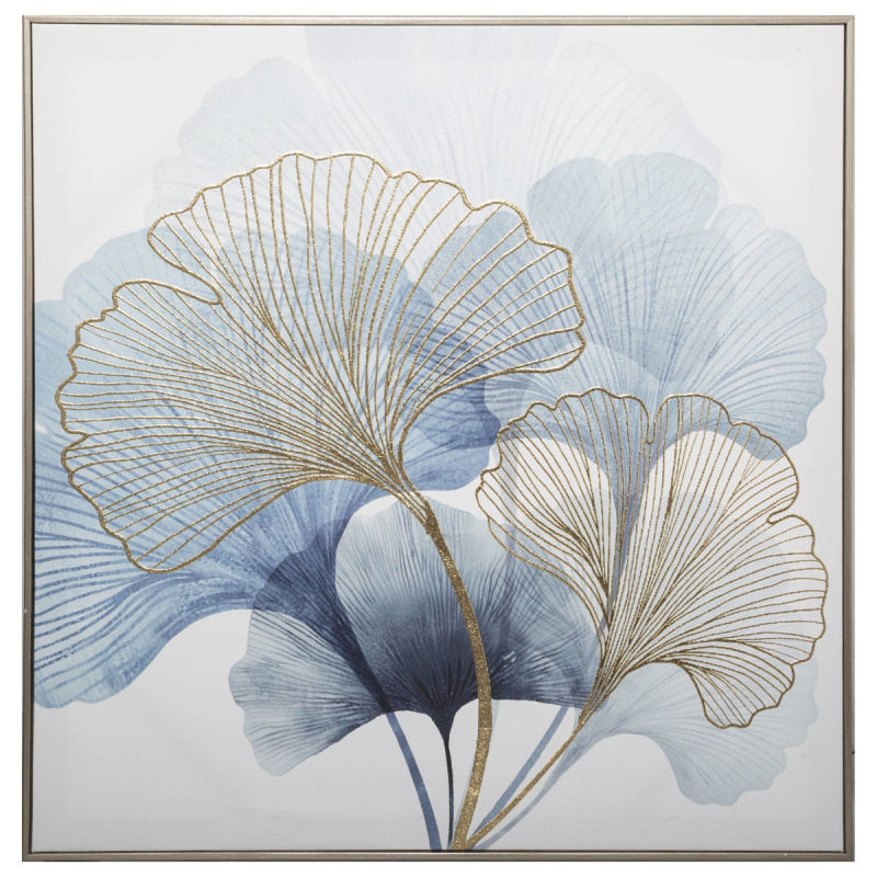 Atmosphera Dekorativní potisk v rámu GINKGO, 62 x 62 cm modrá