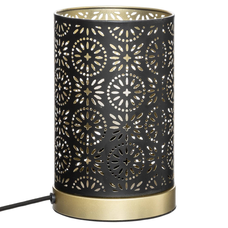 Atmosphera Stolní lampa s prolamovaným stínidlem GYPSY, O 13 cm, černá a zlatá barva černá