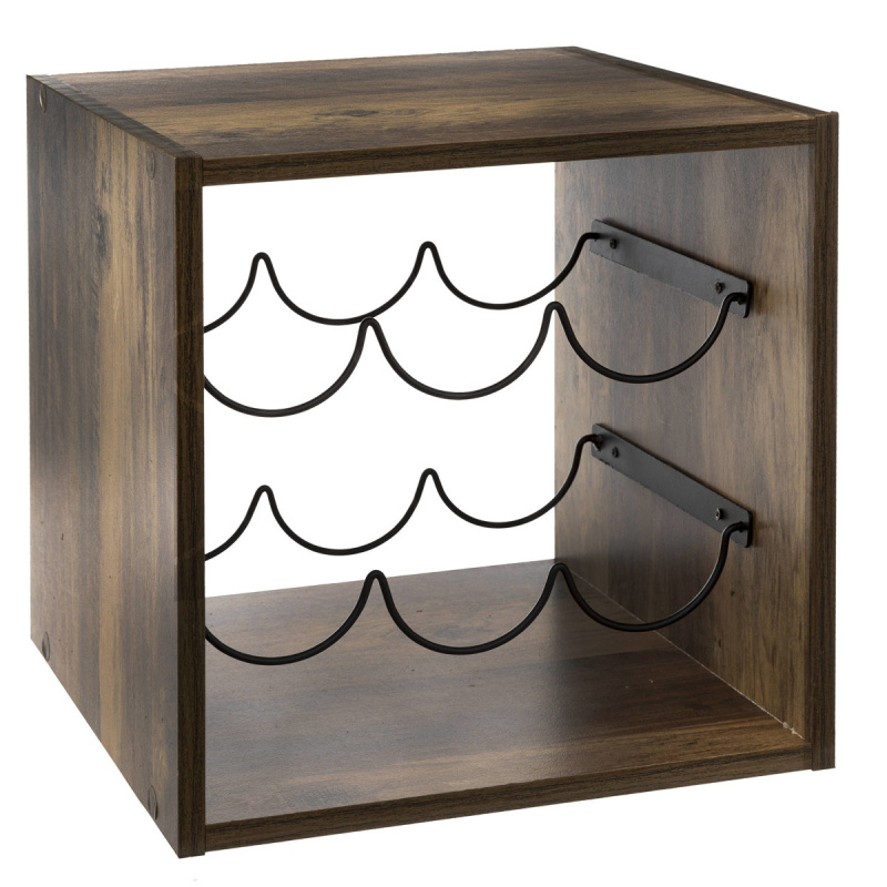5five Simply Smart Stojan na víno INDUS, 6 láhví, 31 x 31 cm, MDF hnědá