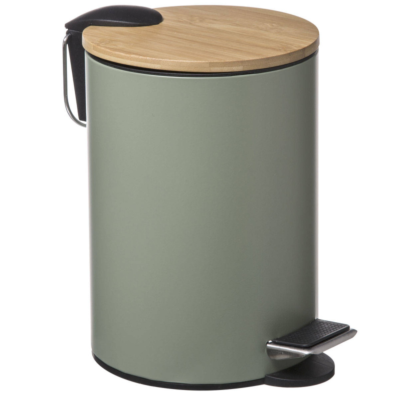 5five Simply Smart Koupelnový koš na odpadky s bambusovým víkem MODERN, 3L zelená