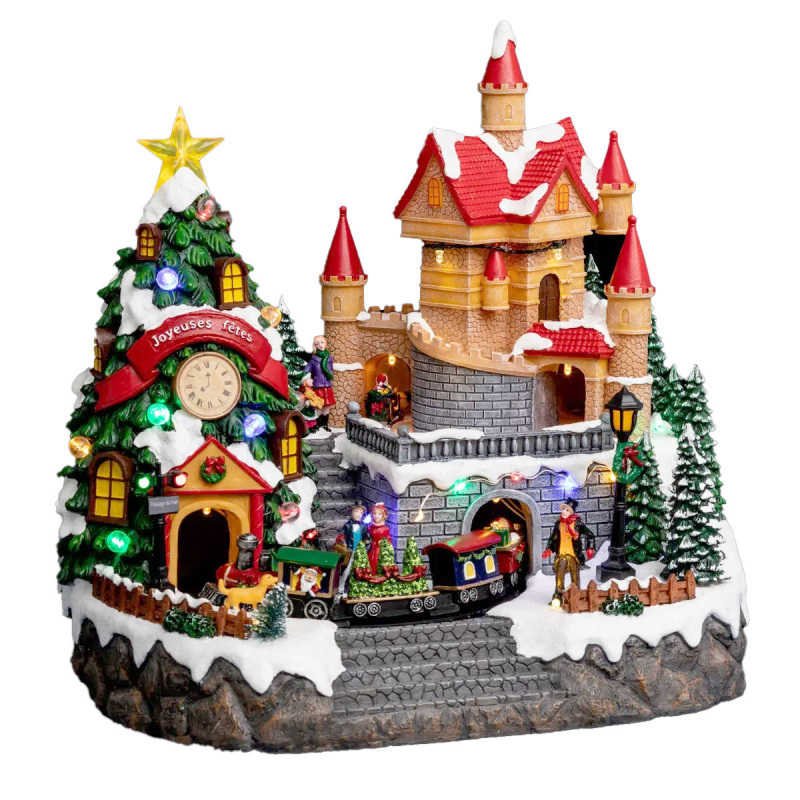Fééric Lights and Christmas Vánoční vesnička, Vánoční scéna se sídlem Mikuláše vícebarevná