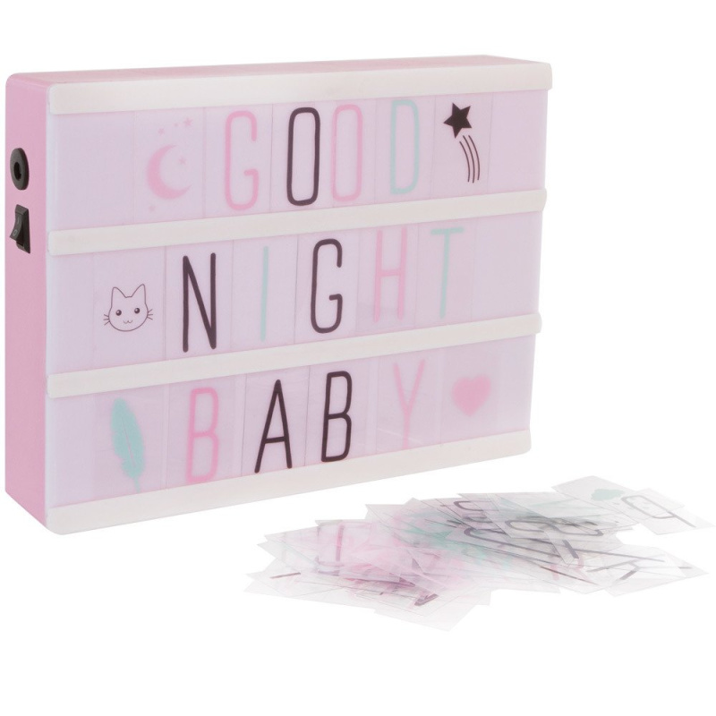 Atmosphera Rámeček s podsvícením do dětského pokoje, s písmeny a symboly růžový