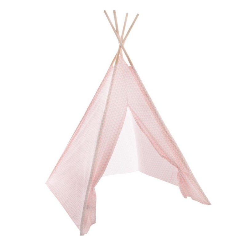 Atmosphera for kids Dřevěný stan pro děti v růžové barvě INDIAN, 120x120x160 cm 127176A růžová