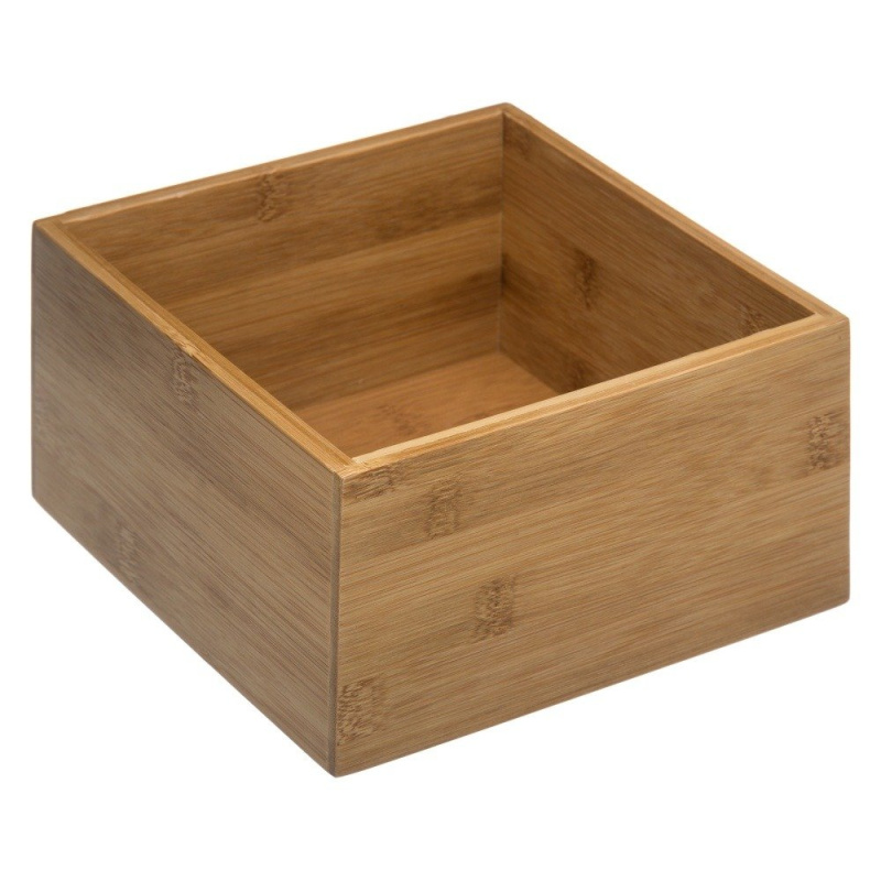 5five Simply Smart Organizátor skladování, čtvercový skladovací box, bambus, 18 x 18 x 9,5 cm hnědý