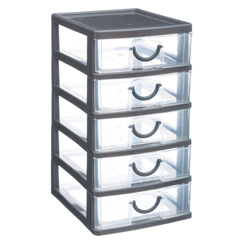5five Simply Smart myslící organizátor s 5 zásuvkami, 13 x 16 x 26 cm, šedá šedá