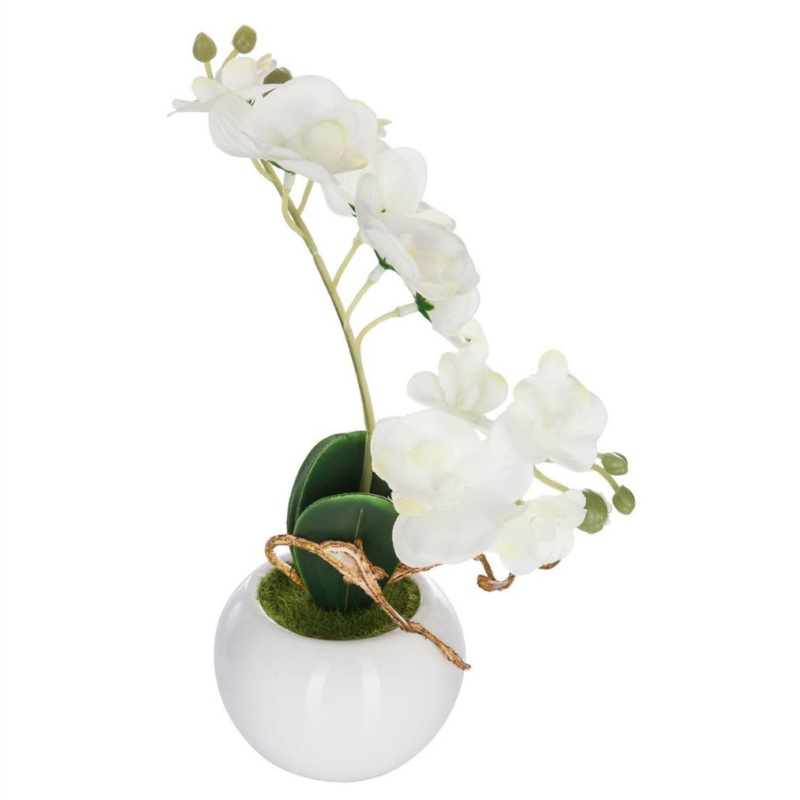 Atmosphera Bílá umělá orchidej ve květináči, 25 cm bílá