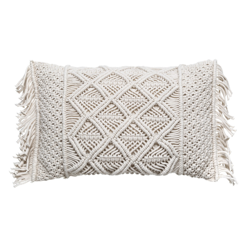 Atmosphera Dekorační polštář s třásněmi MACRAME, 30 x 50 cm, béžový béžová