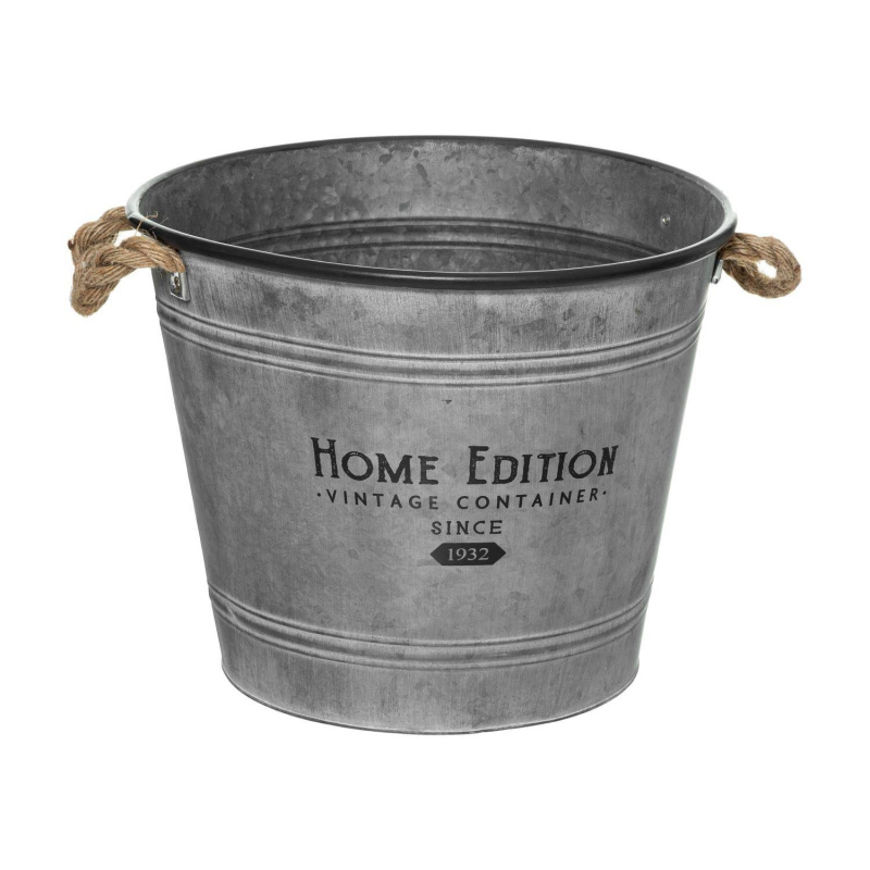 Atmosphera Zinkový květináč, vintage kbelík, Ø 38 cm šedá