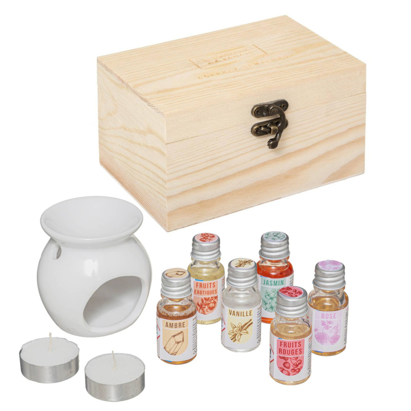 Atmosphera Dárková sada s aromatickým krbem, 6 olejů vícebarevná