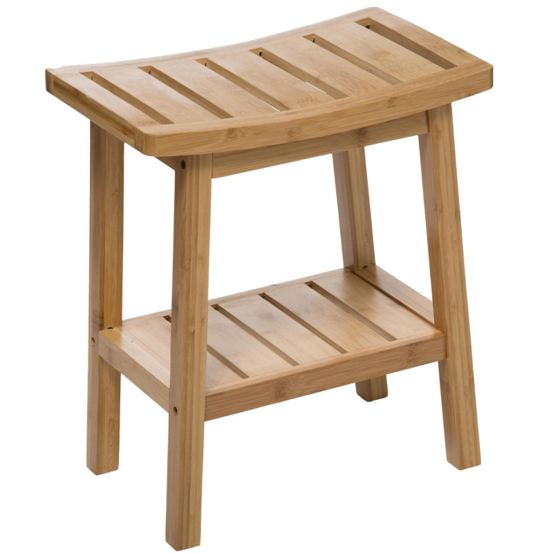 5five Simply Smart Koupelnový taburet BAMBOO s poličkou na doplňky hnědá