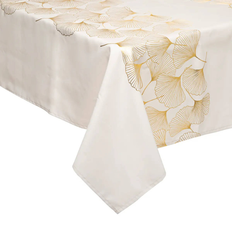 Atmosphera Ubrus s rostlinným vzorem GINKO, 140 x 360 cm zlatá