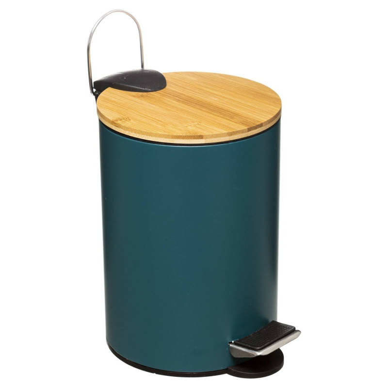 5five Simply Smart Odpadkový koš do koupelny s bambusovým víkem MODERN, modrý, 3 l modrá