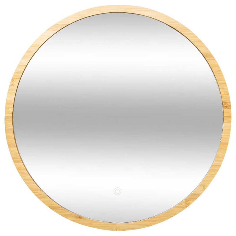 5five Simply Smart Koupelnové zrcadlo s LED podsvícením, bambusový rám, Ø 57 cm hnědý