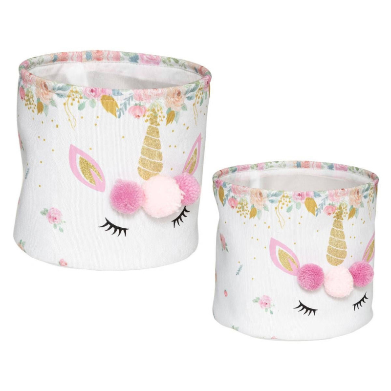 Atmosphera for kids Sada úložných kosů na hračky UNICORN, textilní, 2 kusy bílá