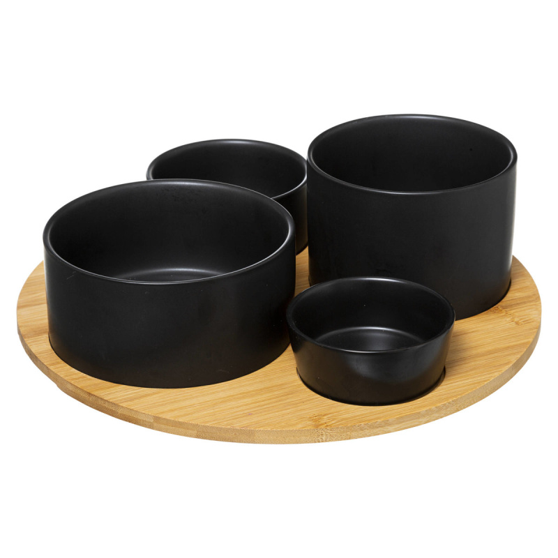 Secret de Gourmet Sada misek na občerstvení, bambusový tác černá
