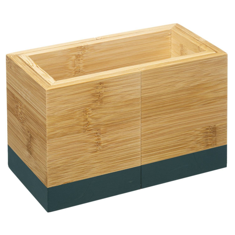 Secret de Gourmet Zásobník na příbory, organizér na příbory, bambusový, modrý, 18 x 10 x 12 cm černá