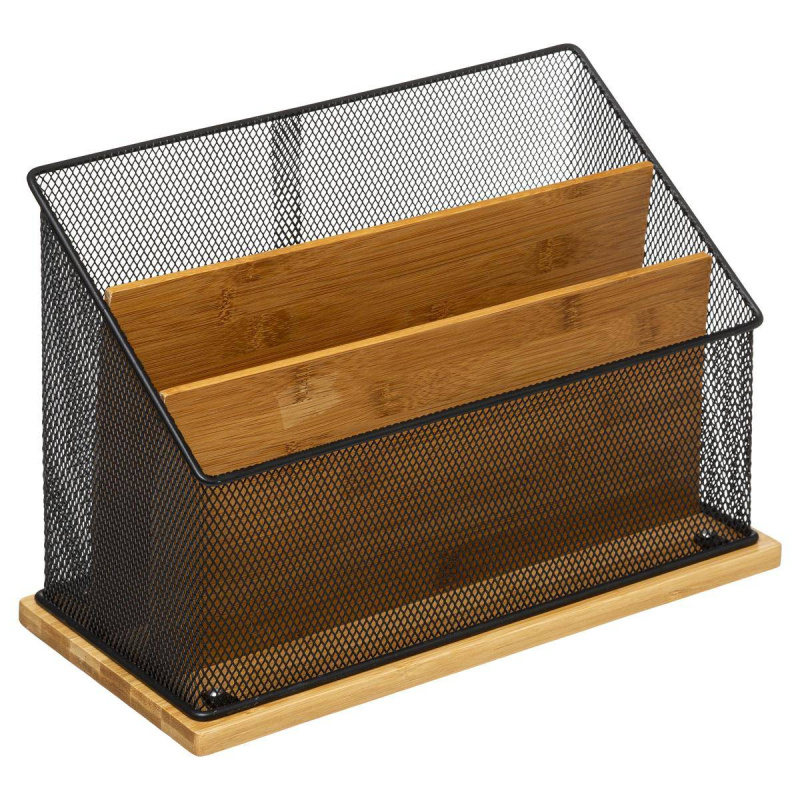 Atmosphera Organizér na psací stůl, bambus/kov, 20 x 14 x 29 cm černá