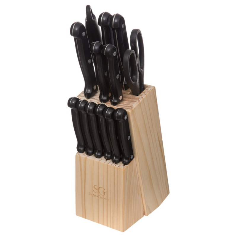 Secret de Gourmet Kuchyňská sada kovové nožů v dřevěném bloku, 14,5x10,8x10 cm 151170 hnědá