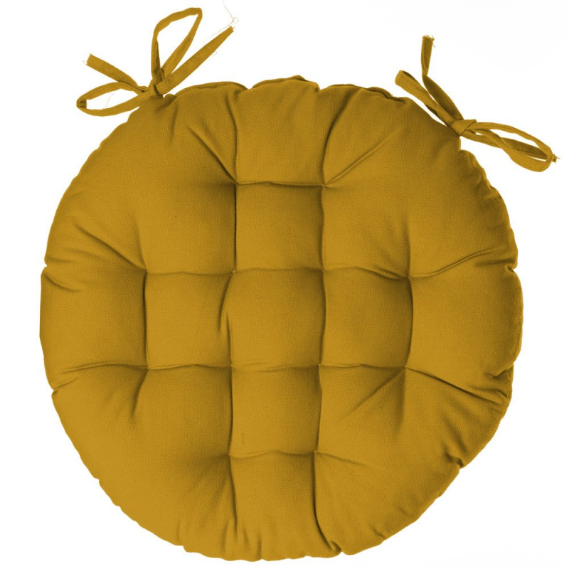 Atmosphera Kulatý sedací polštář s šňůrkami, barva žlutá, průměr 40 cm 131649R hořčičný