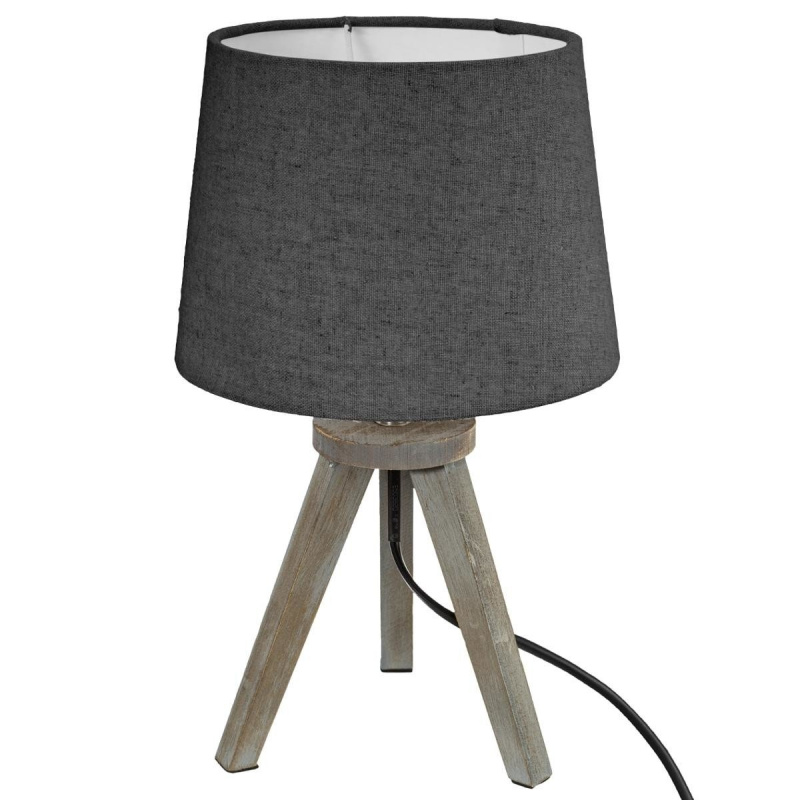 Atmosphera Stolní lampa MINI GRIS, dřevěné nohy, 30 cm šedá