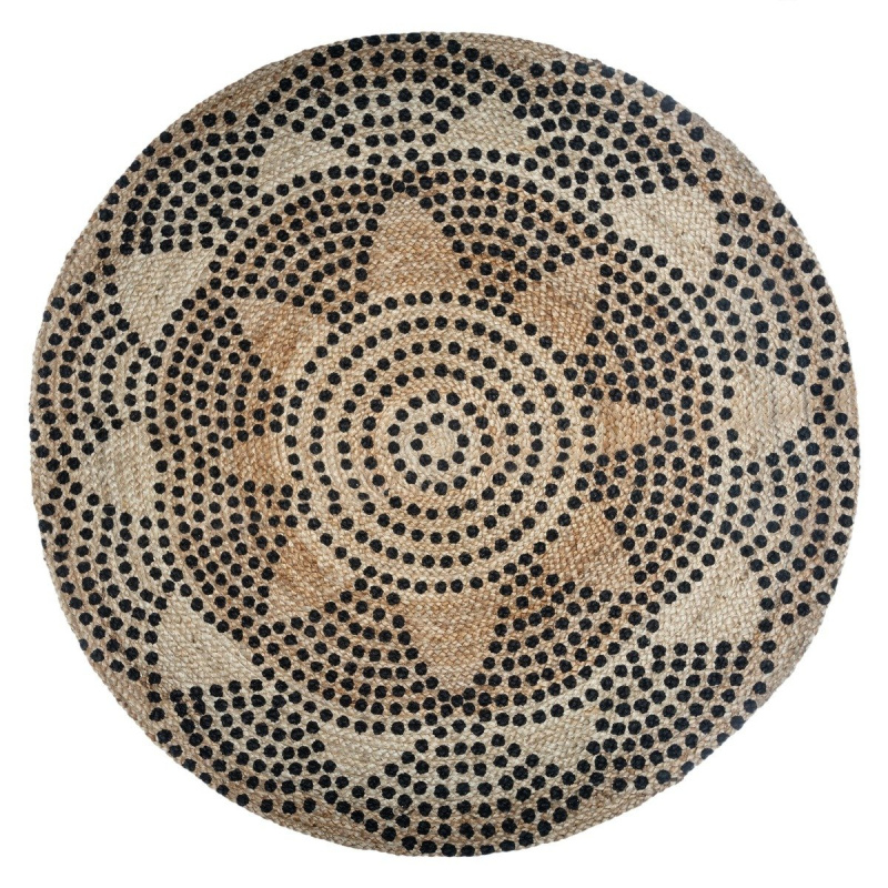 Atmosphera Jutový koberec, kulatý, O 120 cm, geometrický vzor béžová